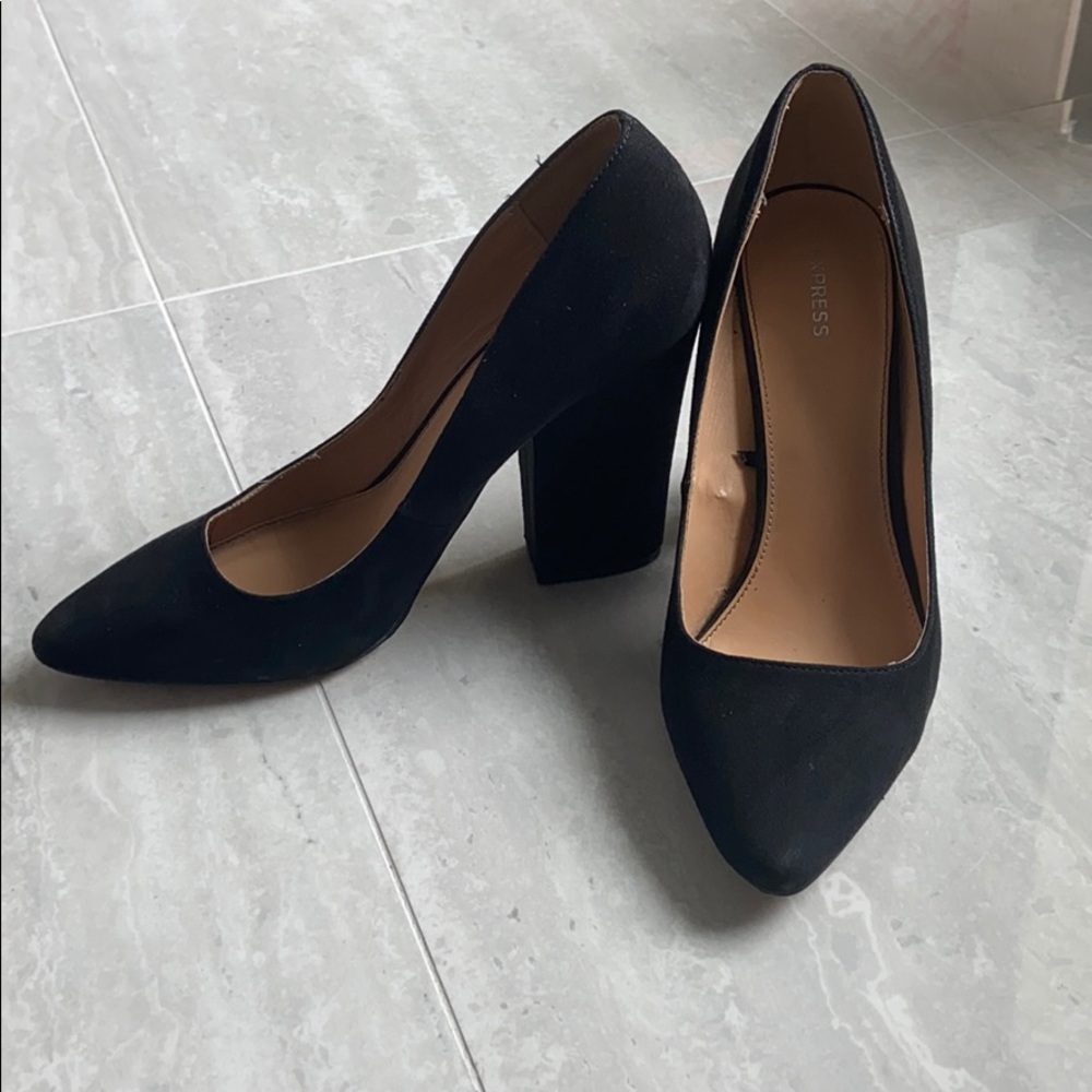 Express black block heels